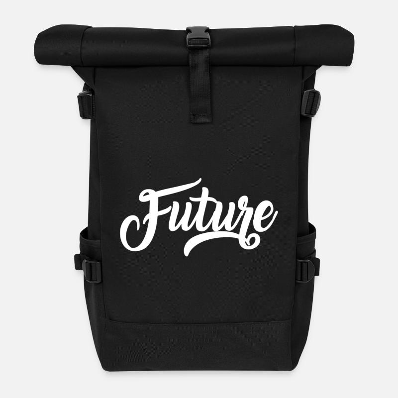 Future Geschenkidee cooles Design Geschenkidee - Rolltop Rucksack - Schwarz