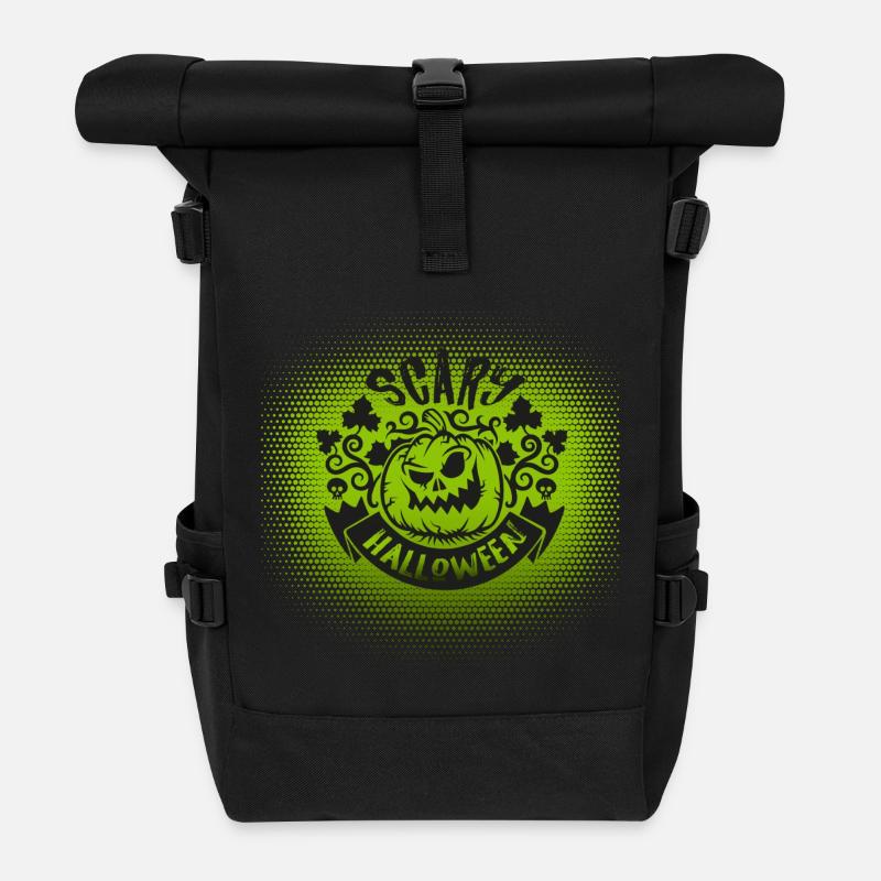 Idée de cadeau d'automne citrouille effrayant Halloween - Sac à dos roll top - noir