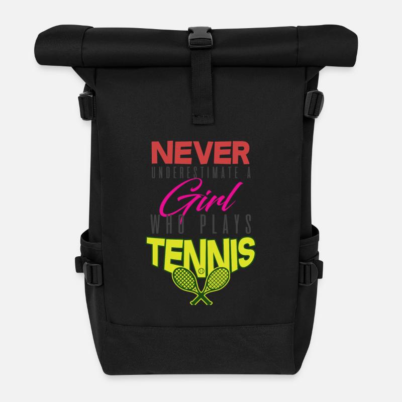 Do not underestimate a tennis player! gift idea - Roll Top Backpack - black