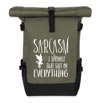 Sarkasmus Sprüche - Rolltop Rucksack - Olive/Schwarz - Vorne