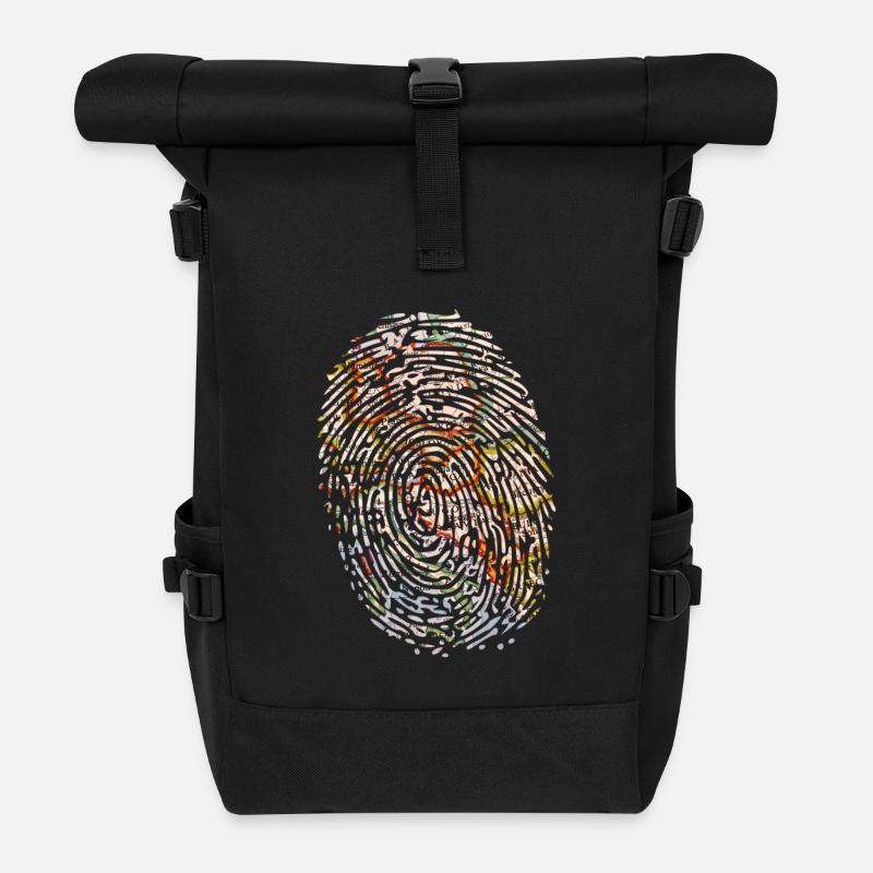 Carte d'empreintes digitales - Sac à dos roll top - noir