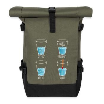 Ein Wasserglas und meine Oboe - Rolltop Rucksack - Olive/Schwarz - Vorne