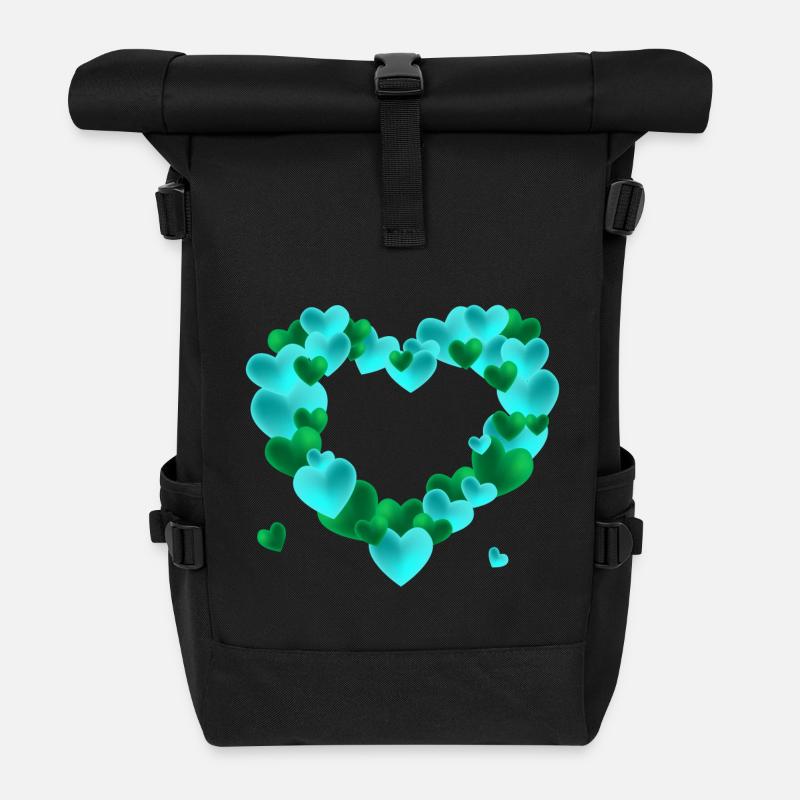 Herz aus Herzen - Rolltop Rucksack - Schwarz