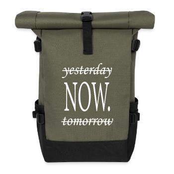 Sprüche - Rolltop Rucksack - Olive/Schwarz - Vorne