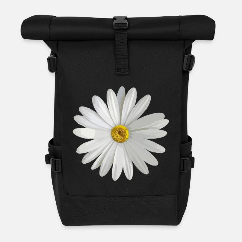 Gänseblümchen - Rolltop Rucksack - Schwarz