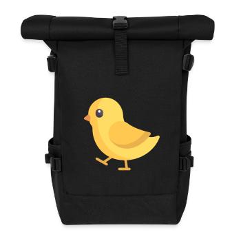 gelbes laufendes Kücken - Rolltop Rucksack - Schwarz - Vorne