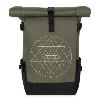 Sri Yantra - Sacred Geometry - Roll Top Backpack - olive/black - Front