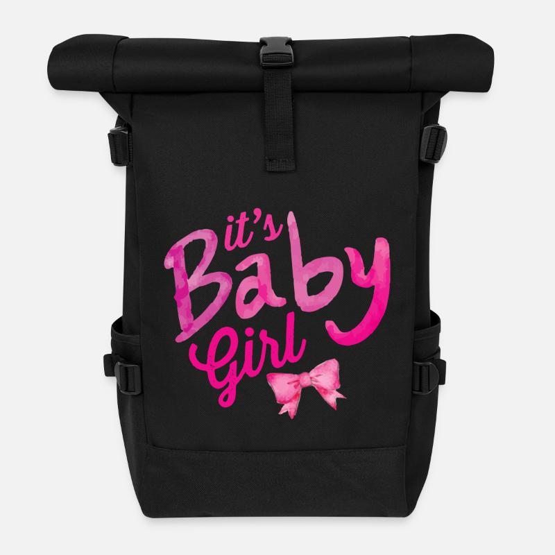 schwanger Baby Kind geboren Geburt Geschenkidee - Rolltop Rucksack - Schwarz