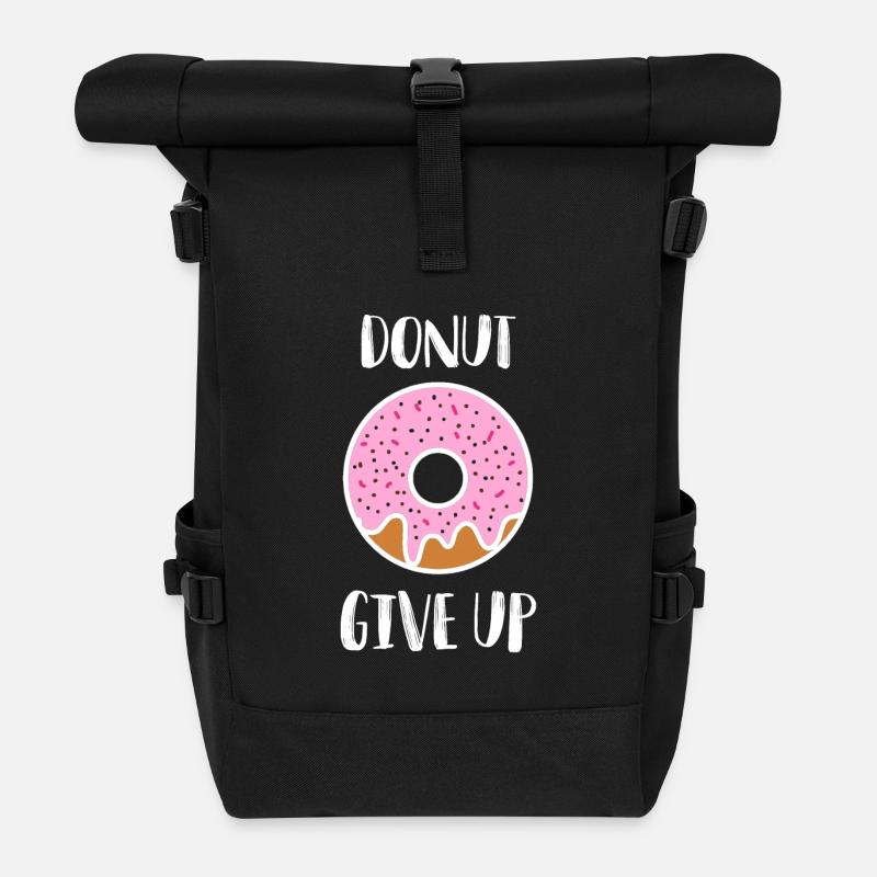 lustige Donut Sprüche - Rolltop Rucksack - Schwarz