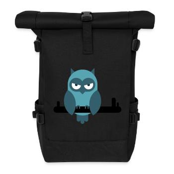 Eule der anderen Art, Geschenkidee für jedermann - Rolltop Rucksack - Schwarz - Vorne
