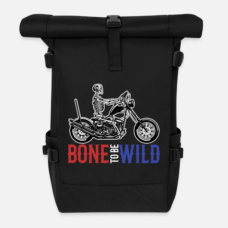 skeleton - Roll Top Backpack - black