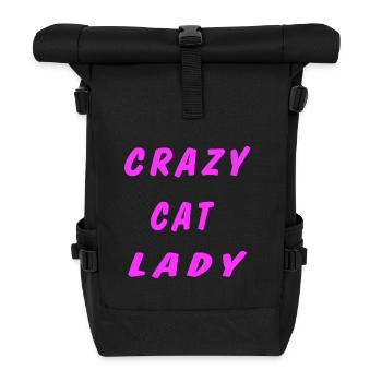 Crazy Cat Lady - Roll Top Backpack - black - Front