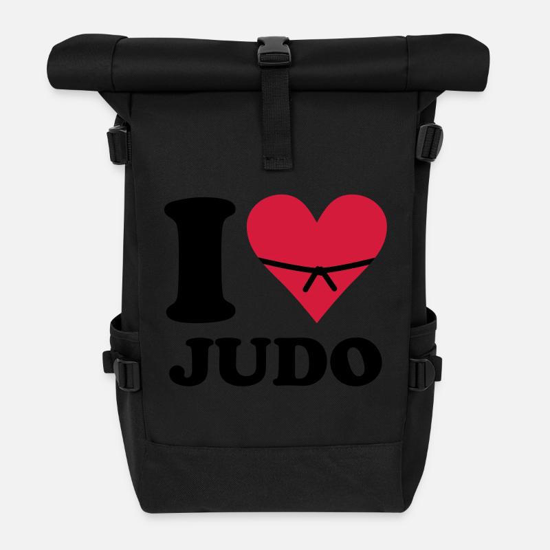 i love judo - Sac à dos roll top - noir