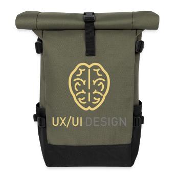 UX UI Design Logo Programmation Pensée Cérébrale - Sac à dos roll top - olive/noir - Devant