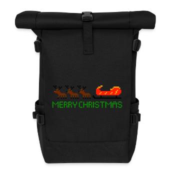 Reindeer with a sledge - Roll Top Backpack - black - Front