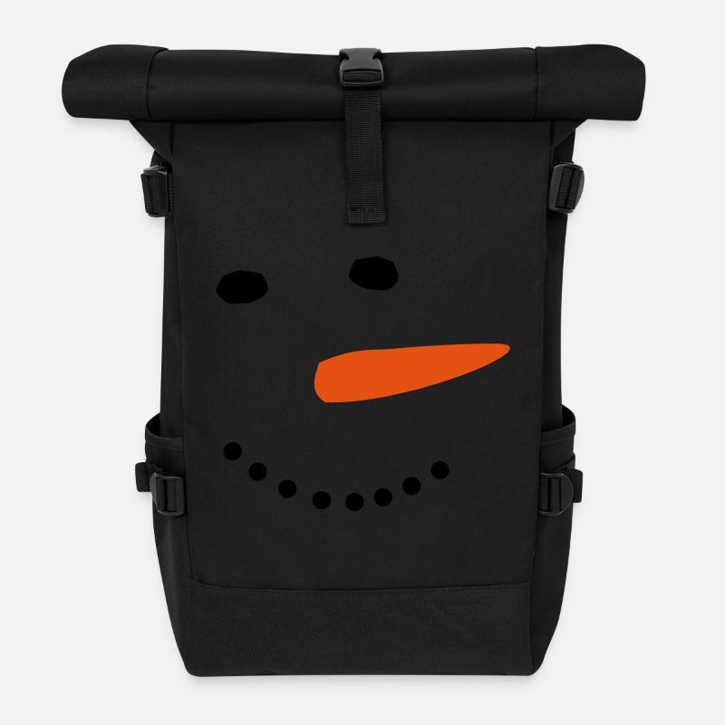 Snowman Winter Christmas - Roll Top Backpack - black