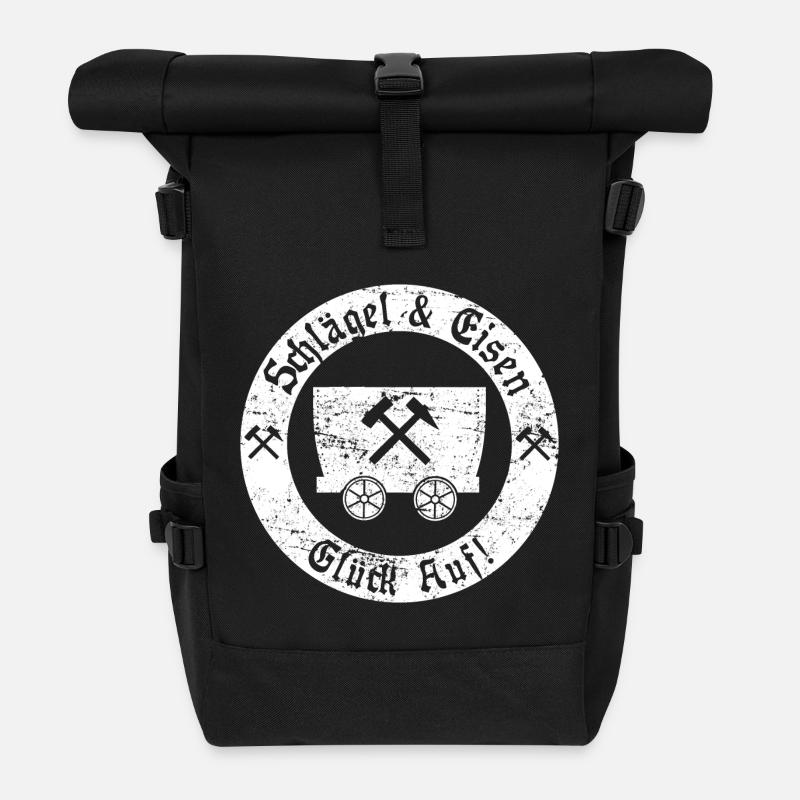 Glück Auf! Logo Schlägel und Eisen vintage - Rolltop Rucksack - Schwarz