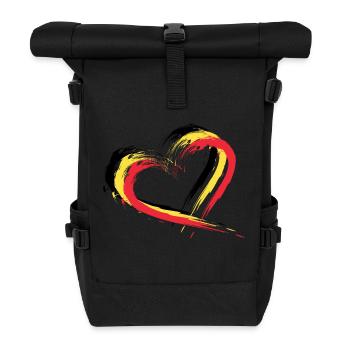 Heart brush flag Belgium flag design colors - Roll Top Backpack - black - Front