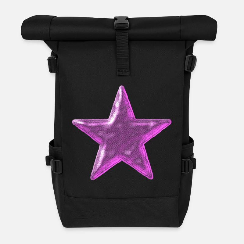 Rosa Stern - Rolltop Rucksack - Schwarz