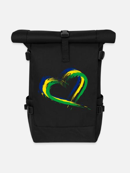 Herz Bürste Flagge Brasilien Fahne Farben Vektor - Rolltop Rucksack - Schwarz