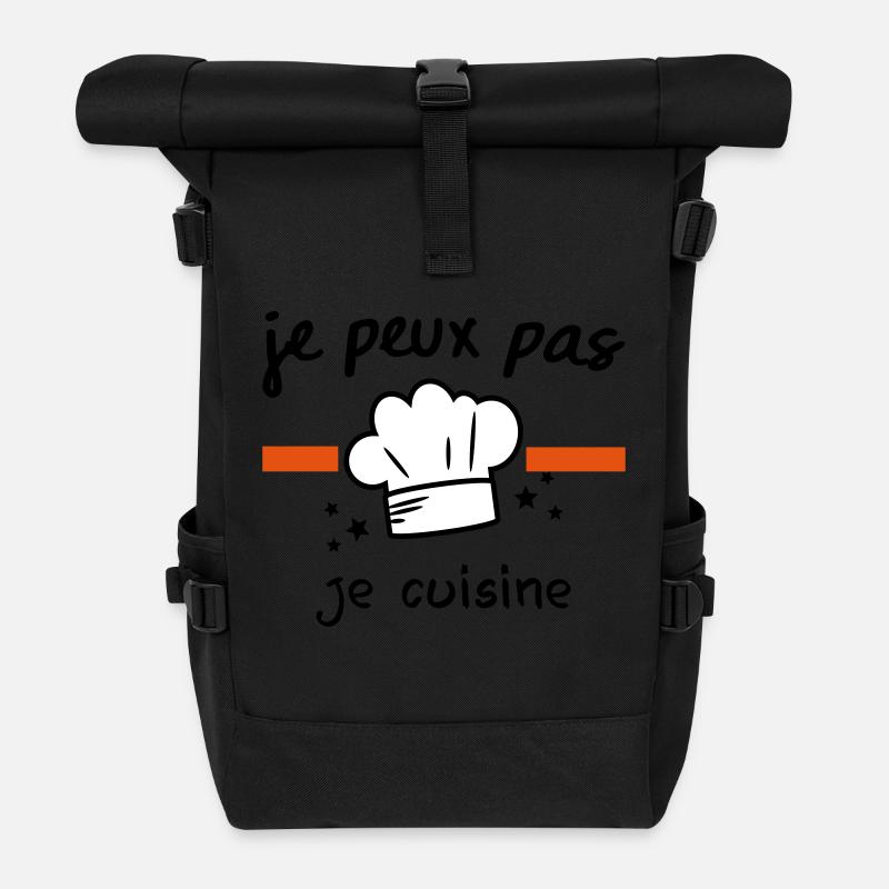 je peux pas je cuisine, toque,chef - Sac à dos roll top - noir