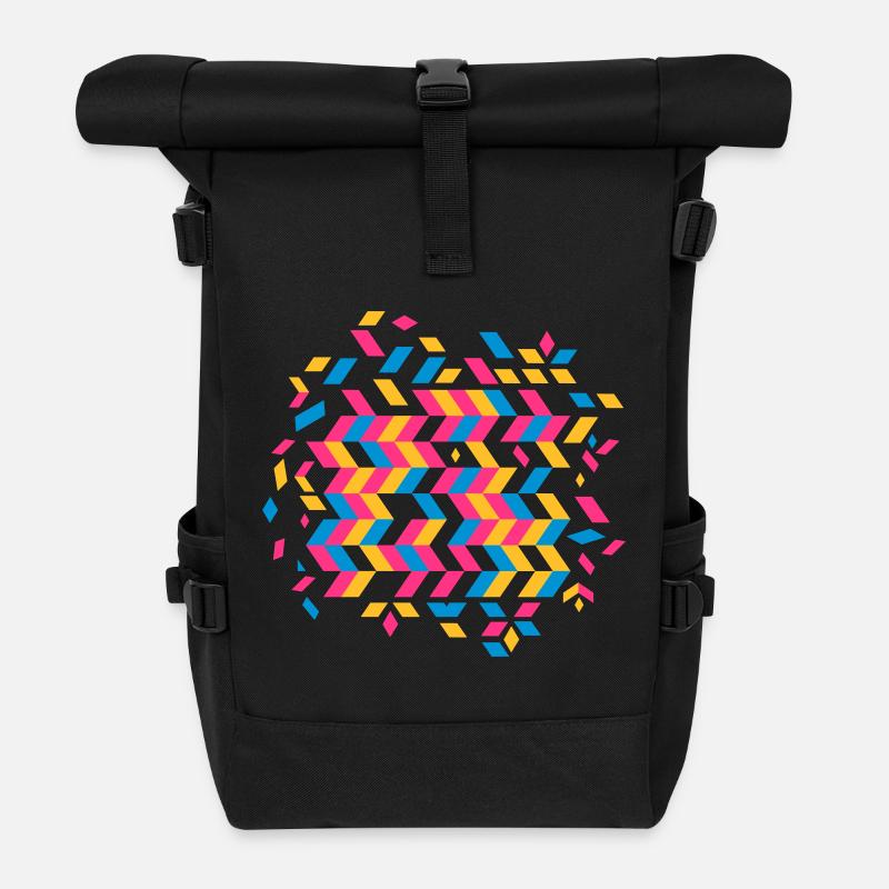 Un motif à chevrons - Sac à dos roll top - noir