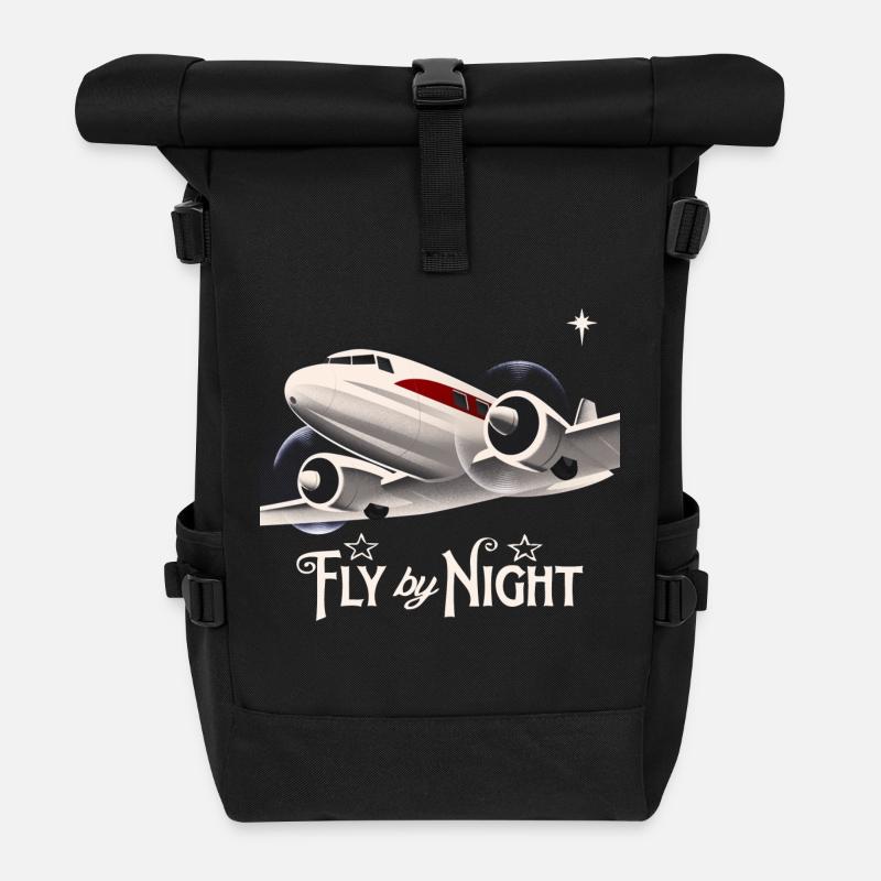 Flugzeug im Vintage-Stil - Rolltop Rucksack - Schwarz