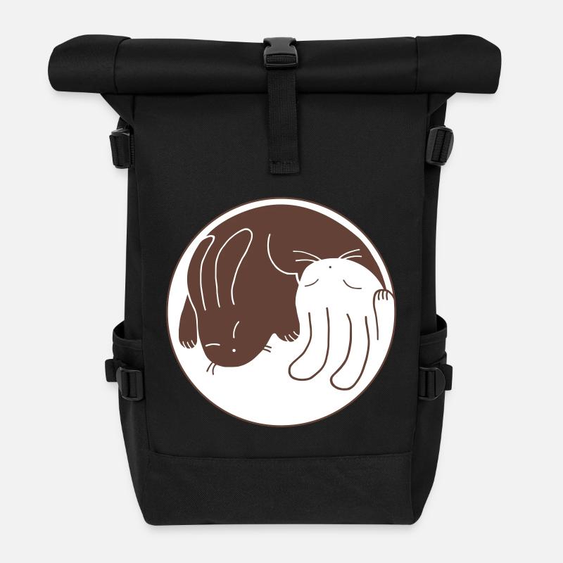 Yin-Yang Kaninchen - Rolltop Rucksack - Schwarz