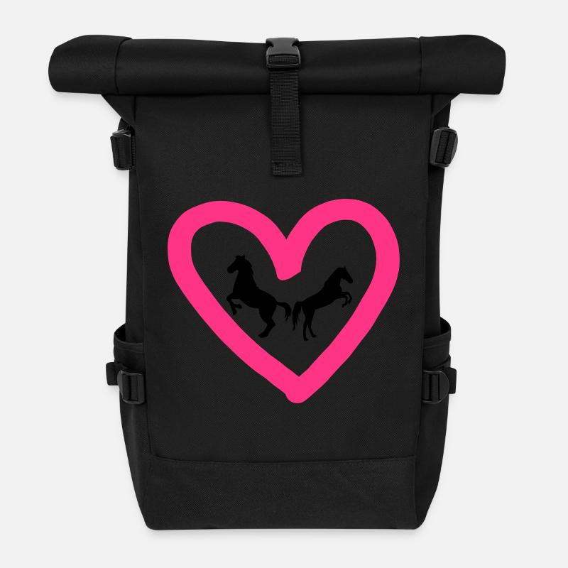 Horse - Roll Top Backpack - black