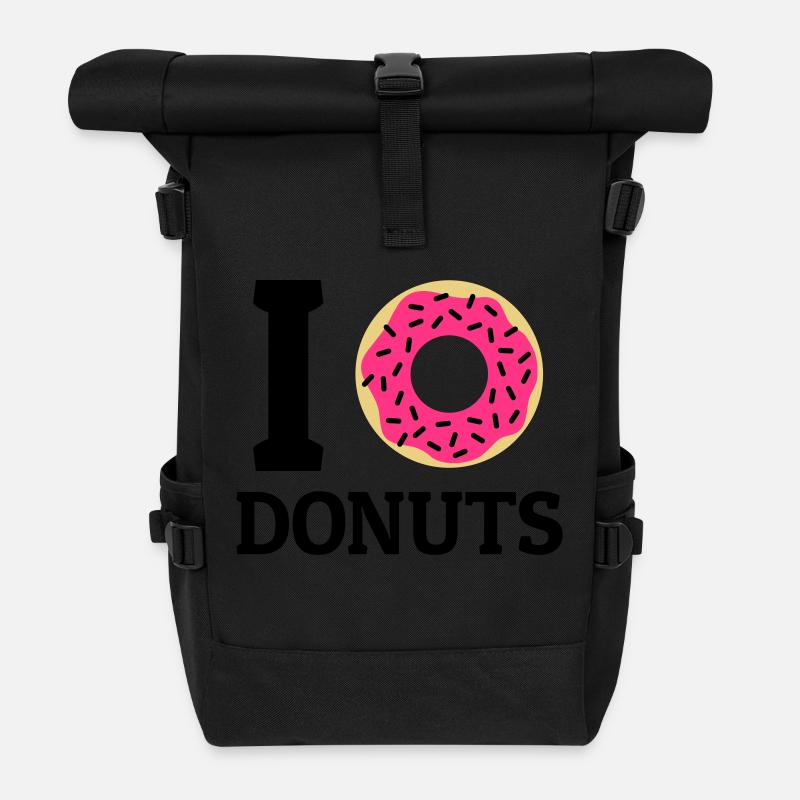 I love donuts - Rolltop Rucksack - Schwarz