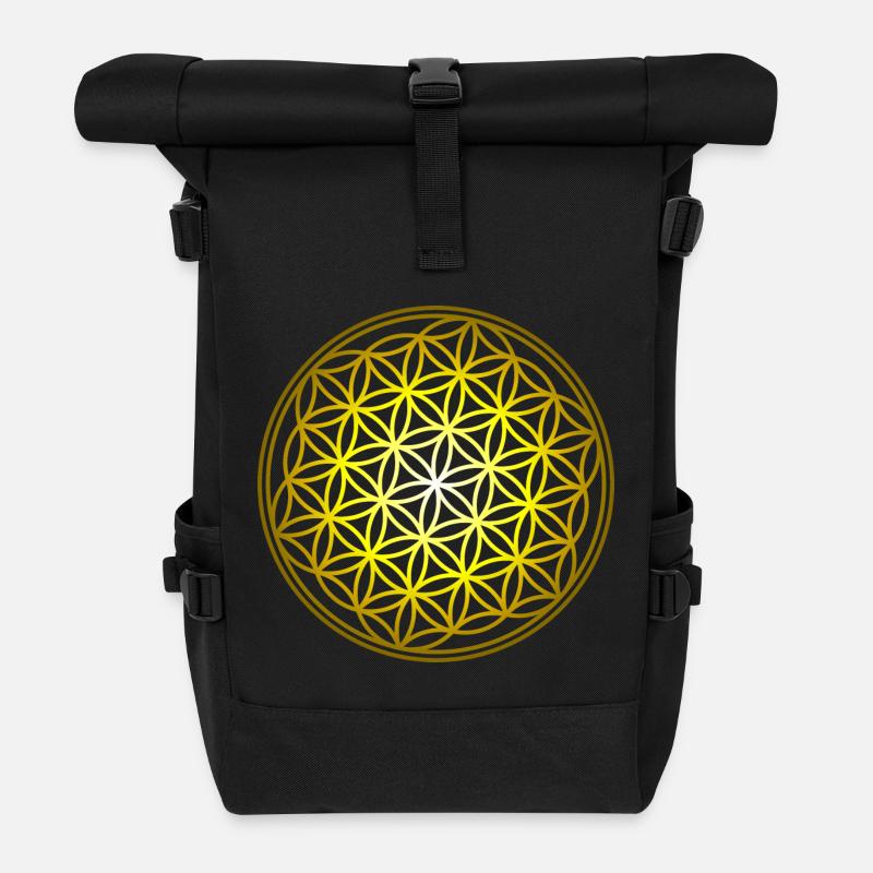 flower of Life - Roll Top Backpack - black