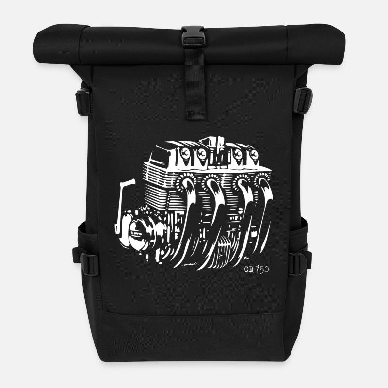 Moteur de moto CB750 Cafe Racer - Sac à dos roll top - noir