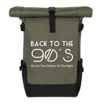 90er Jahre - Rolltop Rucksack - Olive/Schwarz - Vorne