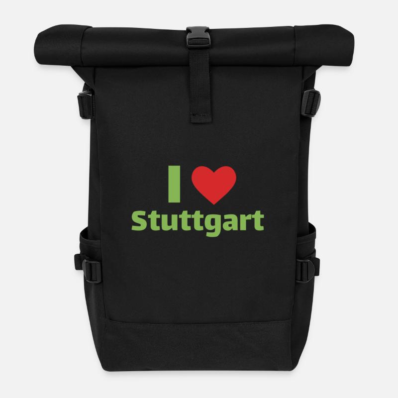 Ich liebe Stuttgart - Meine Stadt mit Herz - Rolltop Rucksack - Schwarz