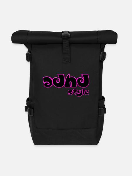 Adhd style - Roll Top Backpack - black