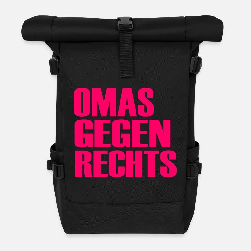 Omas gegen rechts - Rolltop Rucksack - Schwarz