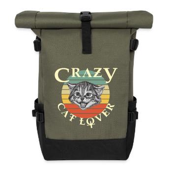 Amant de chat fou - Sac à dos roll top - olive/noir - Devant