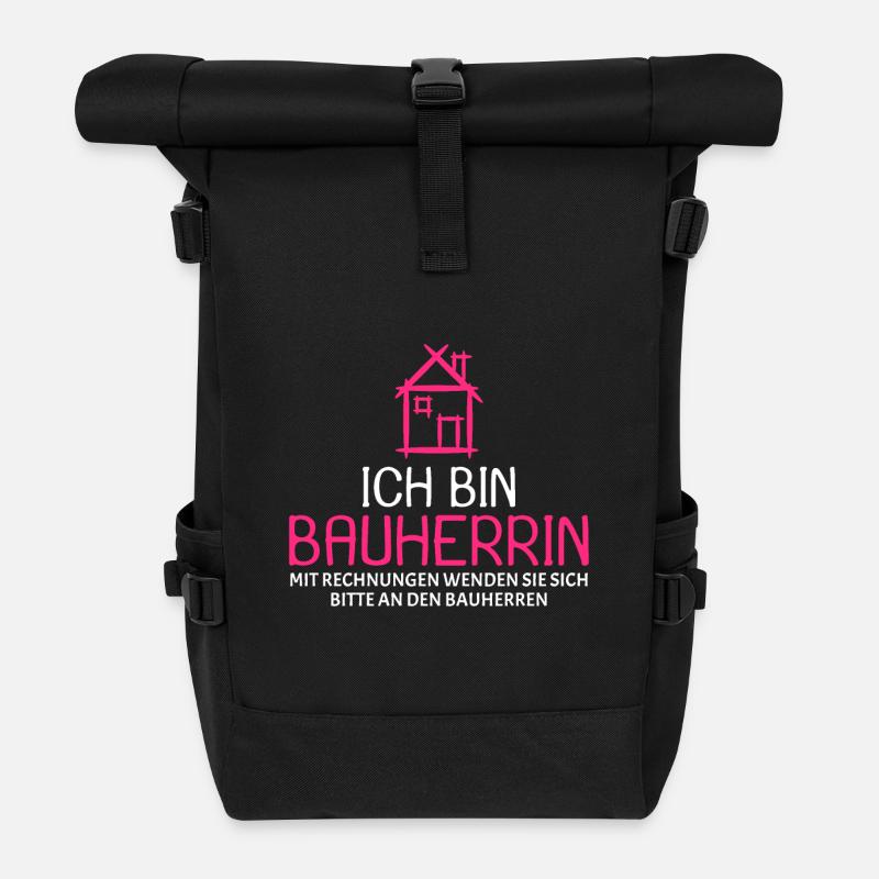 Bauherr Baumeister Hausbau Bauherrin Geschenk - Rolltop Rucksack - Schwarz