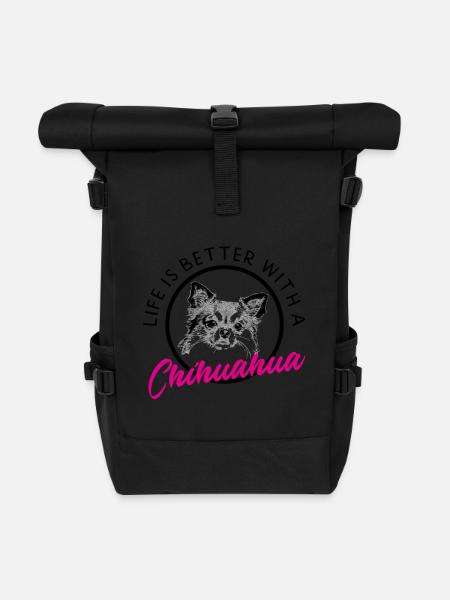 Chihuahua - Roll Top Backpack - black