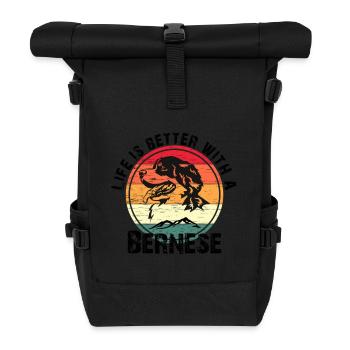 Das Leben ist besser mit einem bernese - Rolltop Rucksack - Schwarz - Vorne