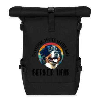 Bernese mountain dog - Roll Top Backpack - black - Front