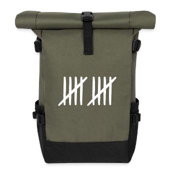 10 Geburtstag Strichliste - 10 Jahre alt - Rolltop Rucksack - Olive/Schwarz - Vorne