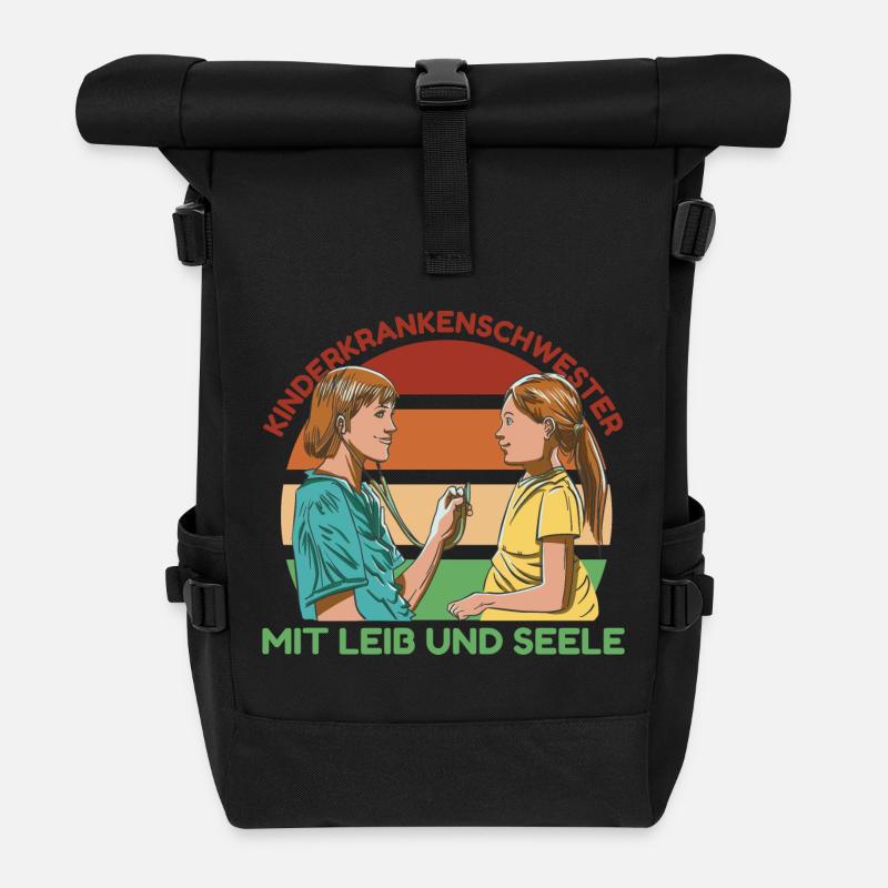 Kinderkrankenschwester mit Leib und Seele - Rolltop Rucksack - Schwarz