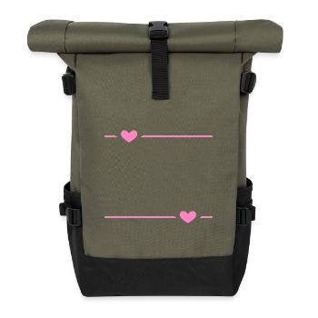 Line Heart Stroke Ornament - Roll Top Backpack - olive/black - Front