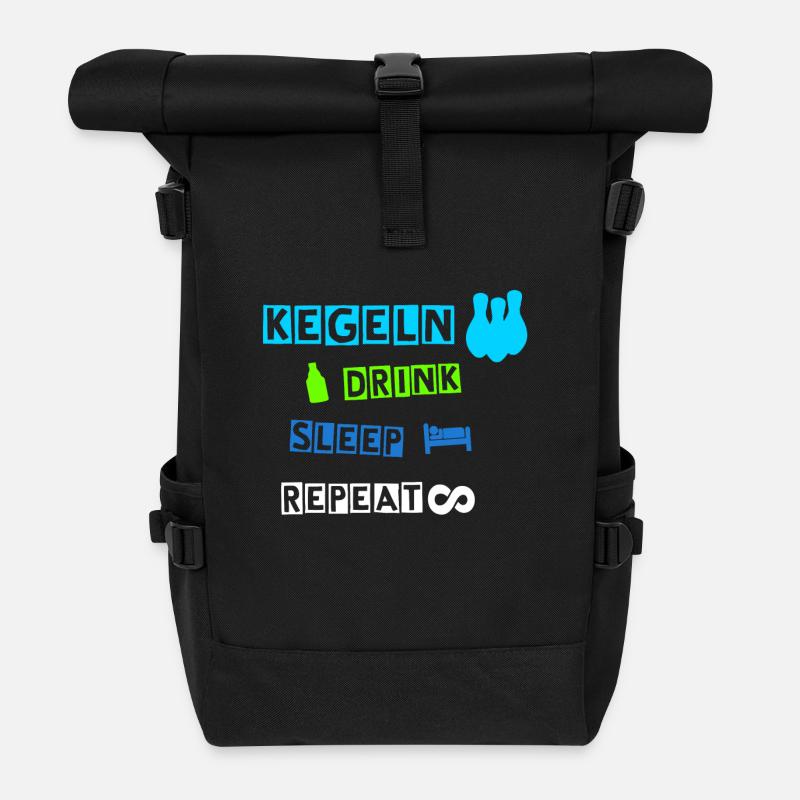 Kegeln - Rolltop Rucksack - Schwarz