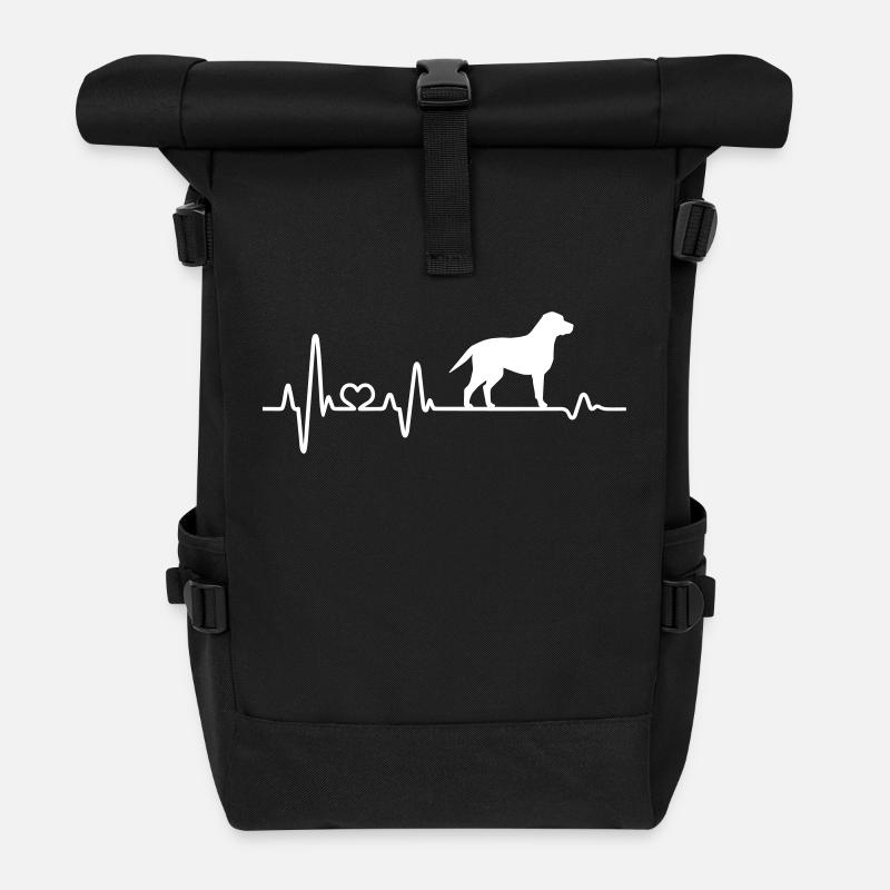 Labrador Herzschlag Hund Hundeliebe Hunderasse - Rolltop Rucksack - Schwarz