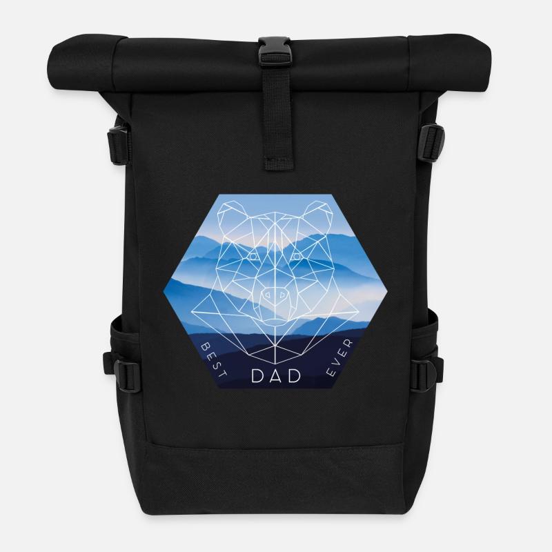 Bester Dad starker Bären Papa - Rolltop Rucksack - Schwarz