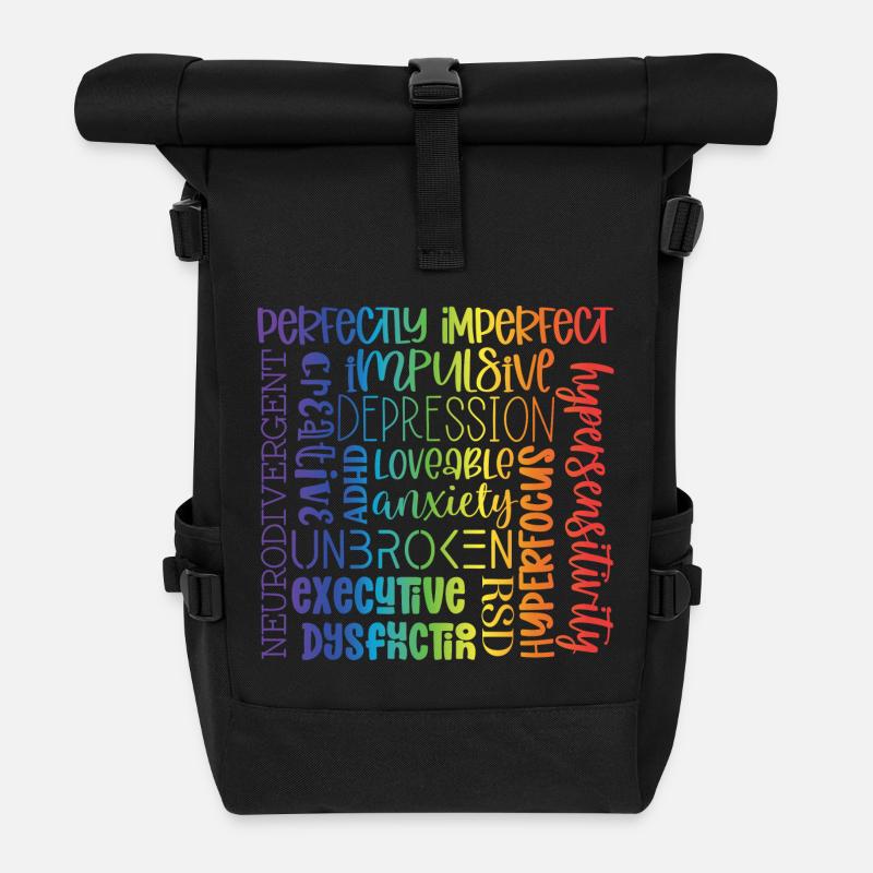 Neurodivergent - Sac à dos roll top - noir