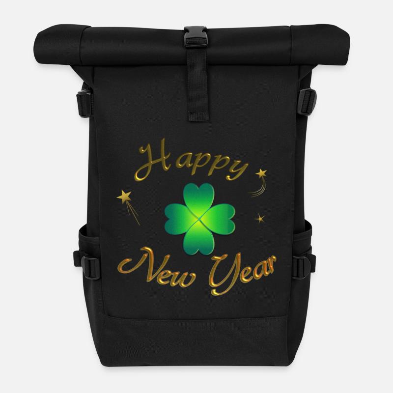 Happy New Year - Roll Top Backpack - black