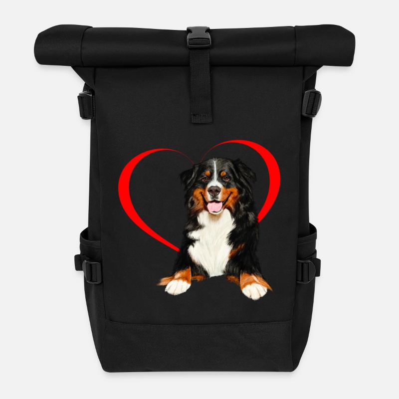 Bernese mountain dog - Roll Top Backpack - black